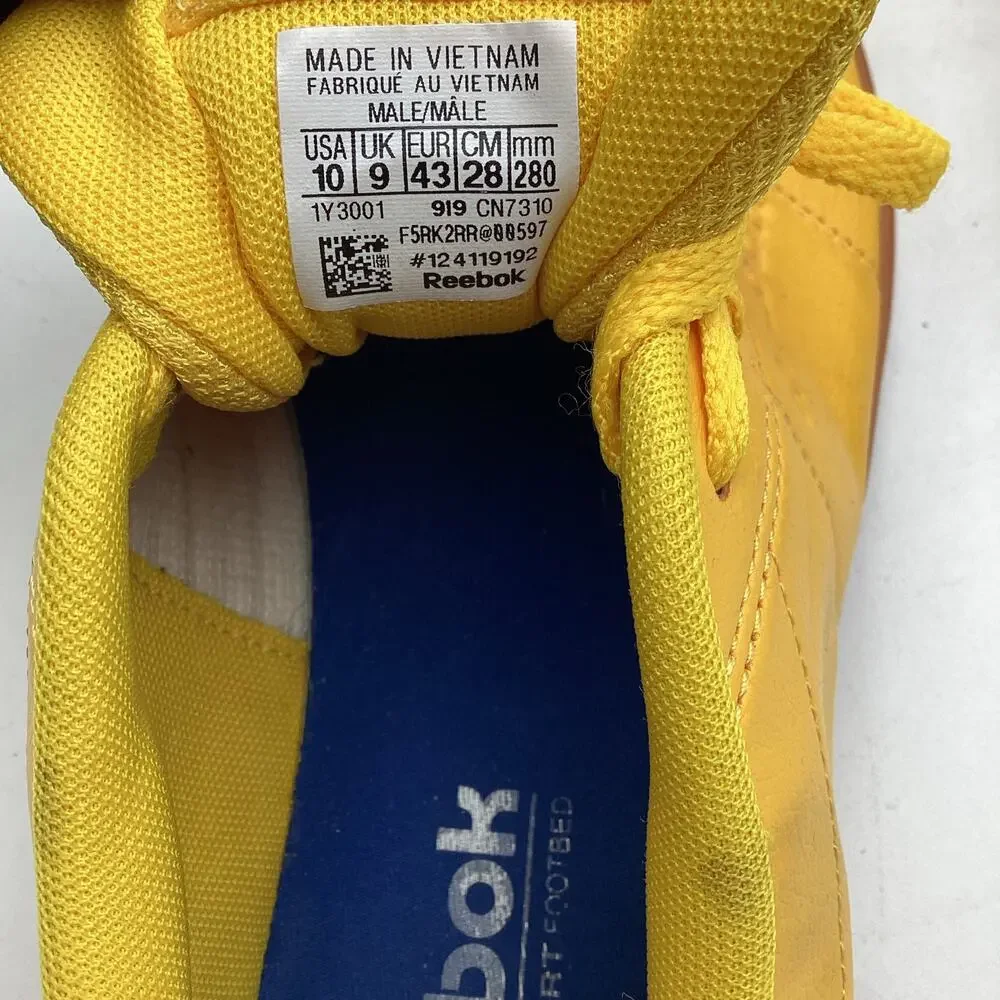 Reebok Royal Complete Sneakers, Yellow Leather Low Tops, Gum‎ Sole, Size 10